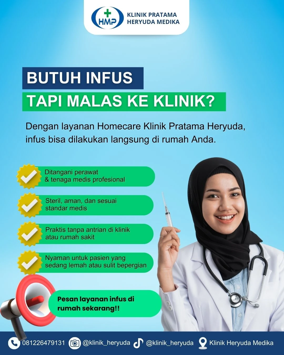 Layanan Infus di Rumah: Solusi Praktis, Aman, dan Nyaman dari Klinik Pratama Heryuda Medika